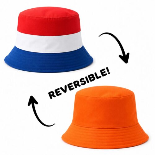 Yucka reversible vissershoedje Oranje - Nederlandse vlag - 58 cm