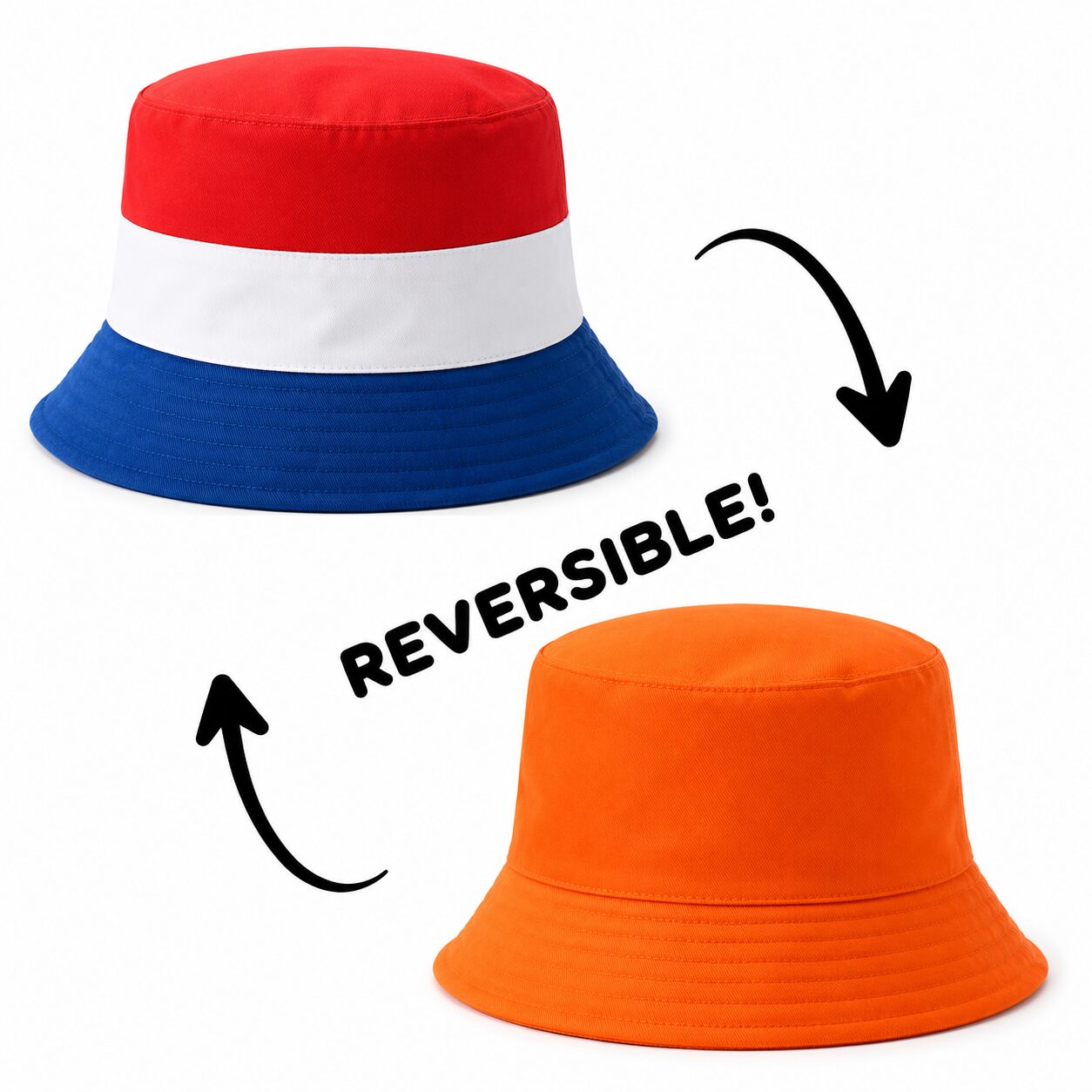 Yucka reversible vissershoedje Oranje - Nederlandse vlag - 58 cm
