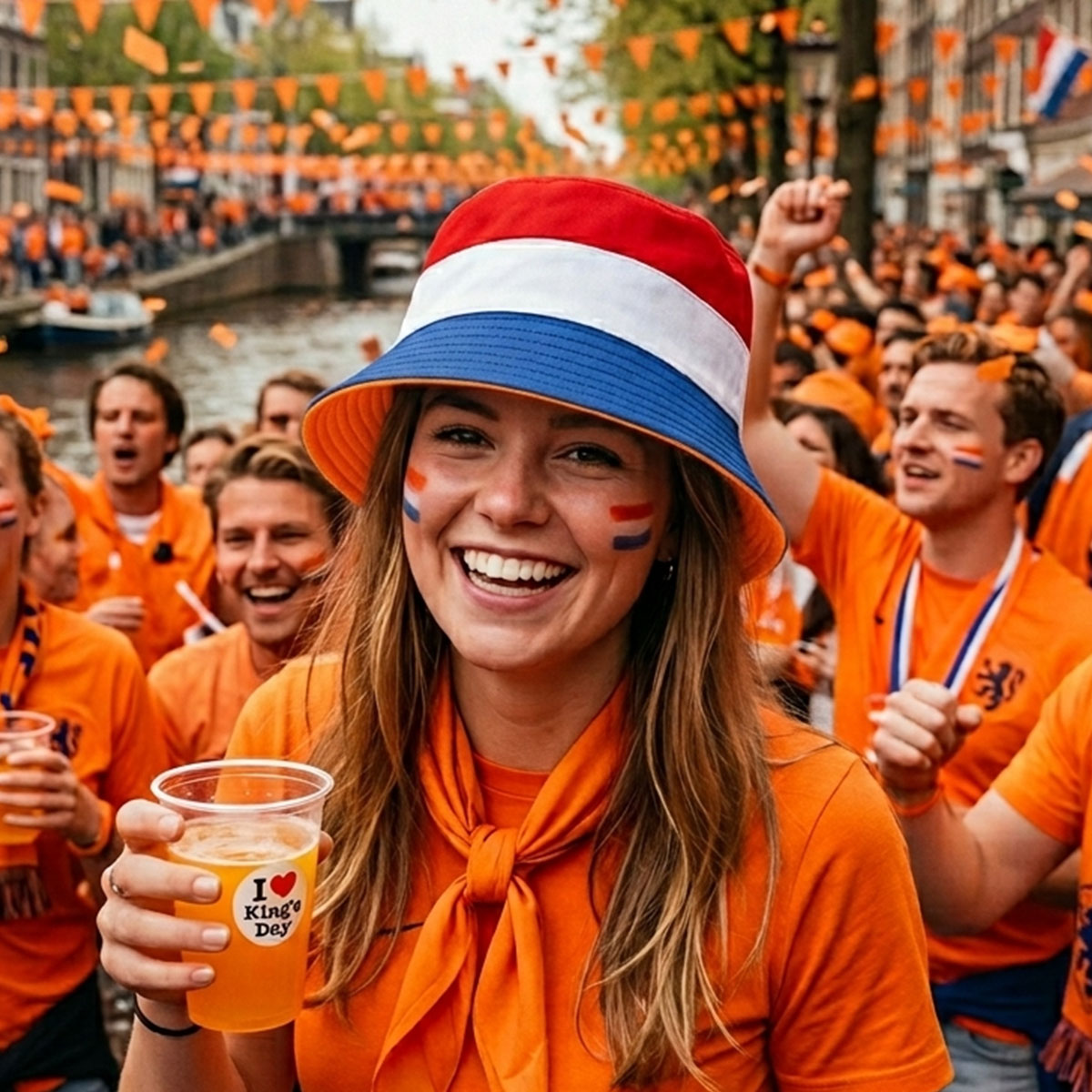 Yucka reversible vissershoedje Oranje - Nederlandse vlag - 58 cm – Image 3