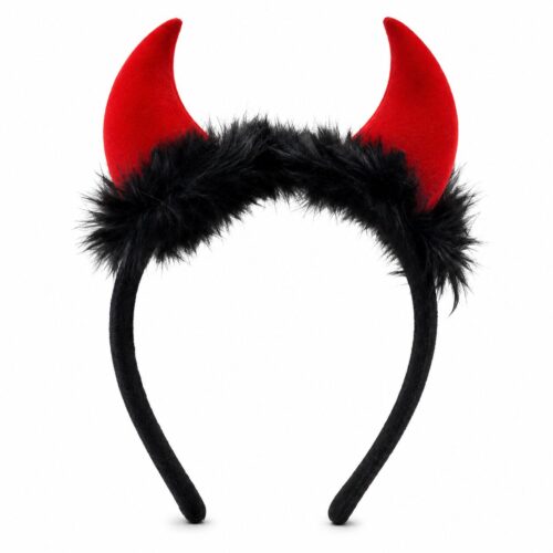 Halloween duivel Haarband met rode hoorntjes en zwart pluche
