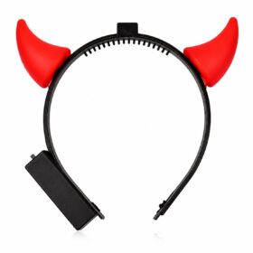 Halloween duivel diadeem – Haarband met LED Verlichting – Rode Hoorntjes