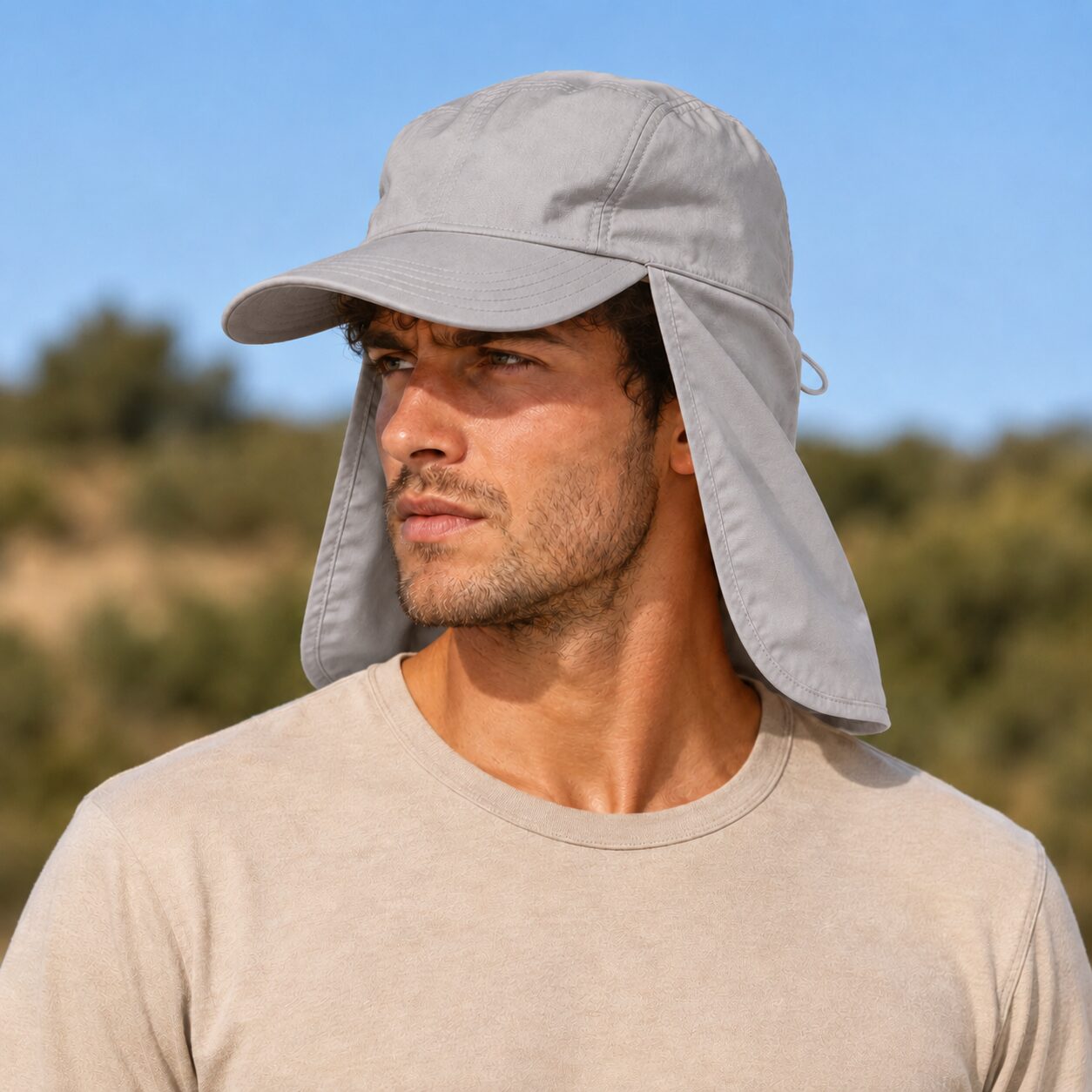 Yucka - Casquette avec protection de nuque - Coton - Gris – Image 5