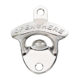 Bieropener Open Here - Metalen flesopener voor aan de muur - Zilver