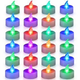 LED theelichtjes - Multicolor knipperende LED kaarsjes - 24 stuks