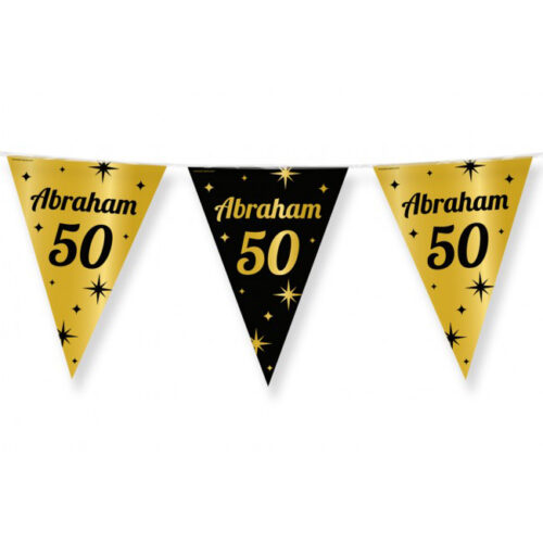 Vlaggenlijn Abraham 50 Jaar - Zwart/Goud - 10 Meter