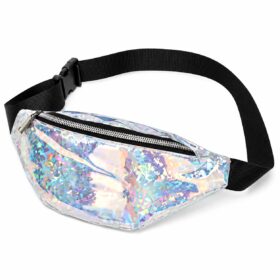 Fanny pack glanzend zilver - Heuptasje met verstelbare heupband - 29 x 10 cm