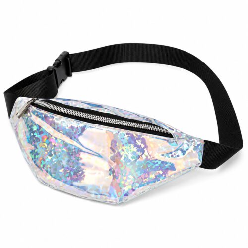Fanny pack glanzend zilver - Heuptasje met verstelbare heupband - 29 x 10 cm