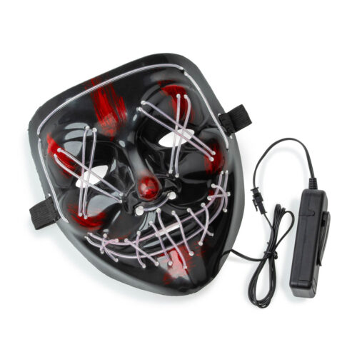Masque LED Halloween – Style Purge – Avec Contrôleur – Lumière Blanche