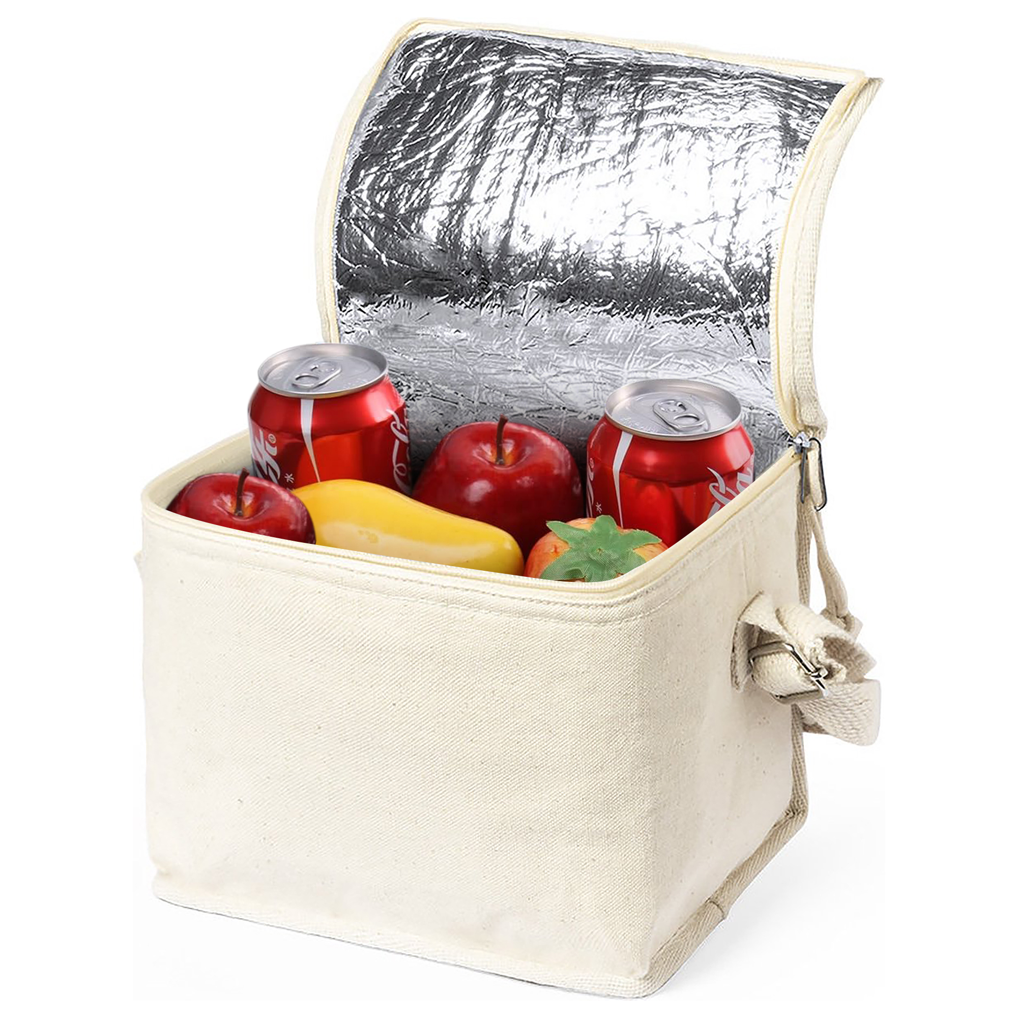 Koeltas katoen met verstelbare schouderband - Gebroken wit - 6 liter - 17 x 22 cm