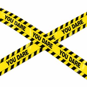 Halloween Afzetlint You Dare - Zwart/geel Decoratielint - 6 Meter