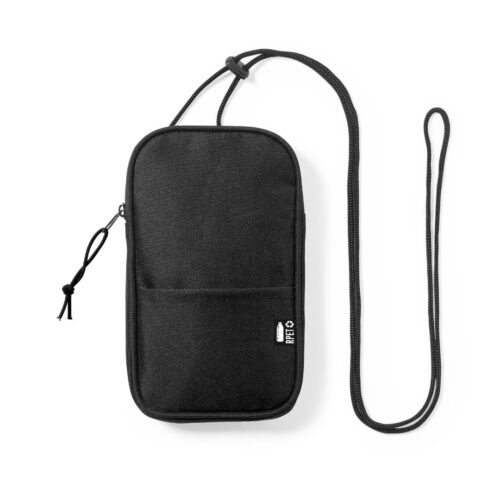 RPET Telefoontasje - Telefoontas met voorvak - 19,5 x 11,5 - Zwart
