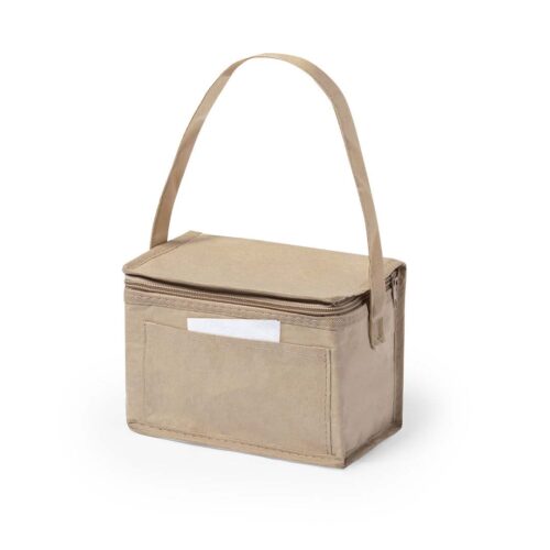 Koeltas gerecycled papier - Lunchtas met voorvak - 4,7 liter - Beige